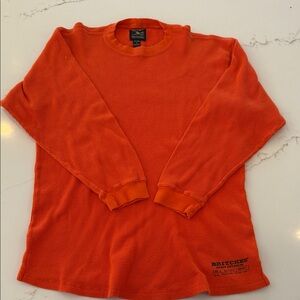 Britches Great Outdoors Orange Cotton Long Sleeve Thermal Waffle Top Small